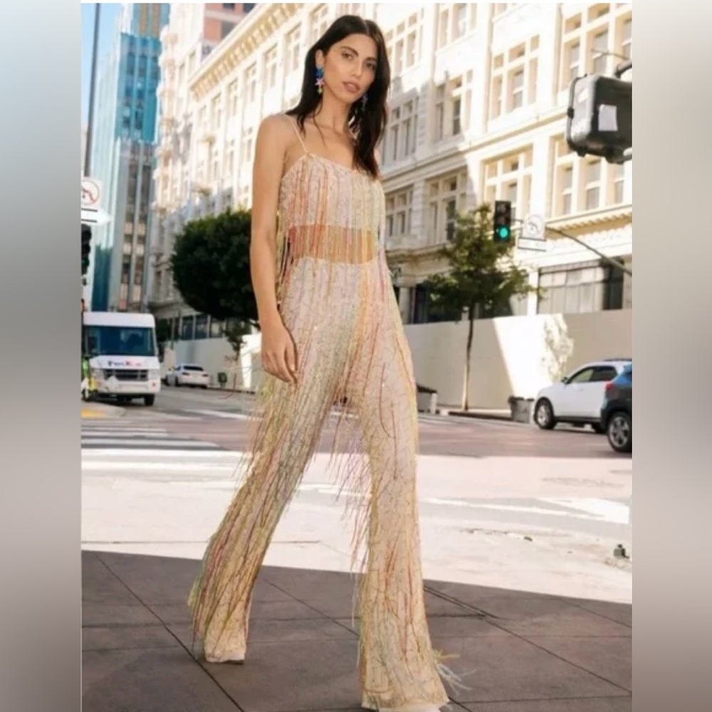 NWT Multicolor Fringe Jumpsuit
